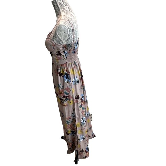 band of The Free Maxi Dress Bustier Smocked Back Mauve Blush pink Size M fairy - Picture 2 of 13